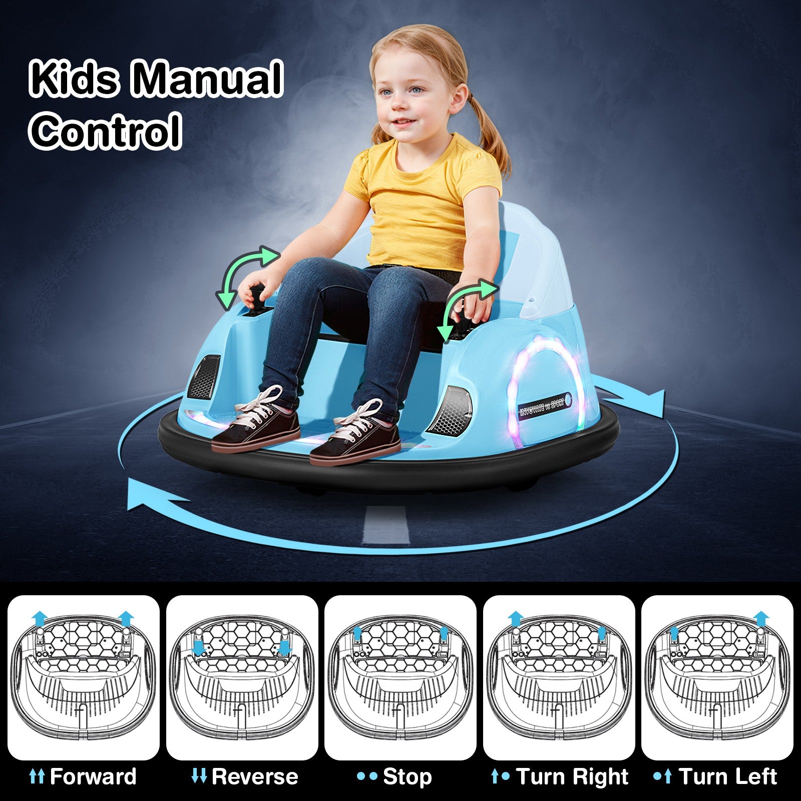 12V Electric 360° Spin Ride-On Bumper Car Toy with Remote Control for Toddlers Trend Times 7