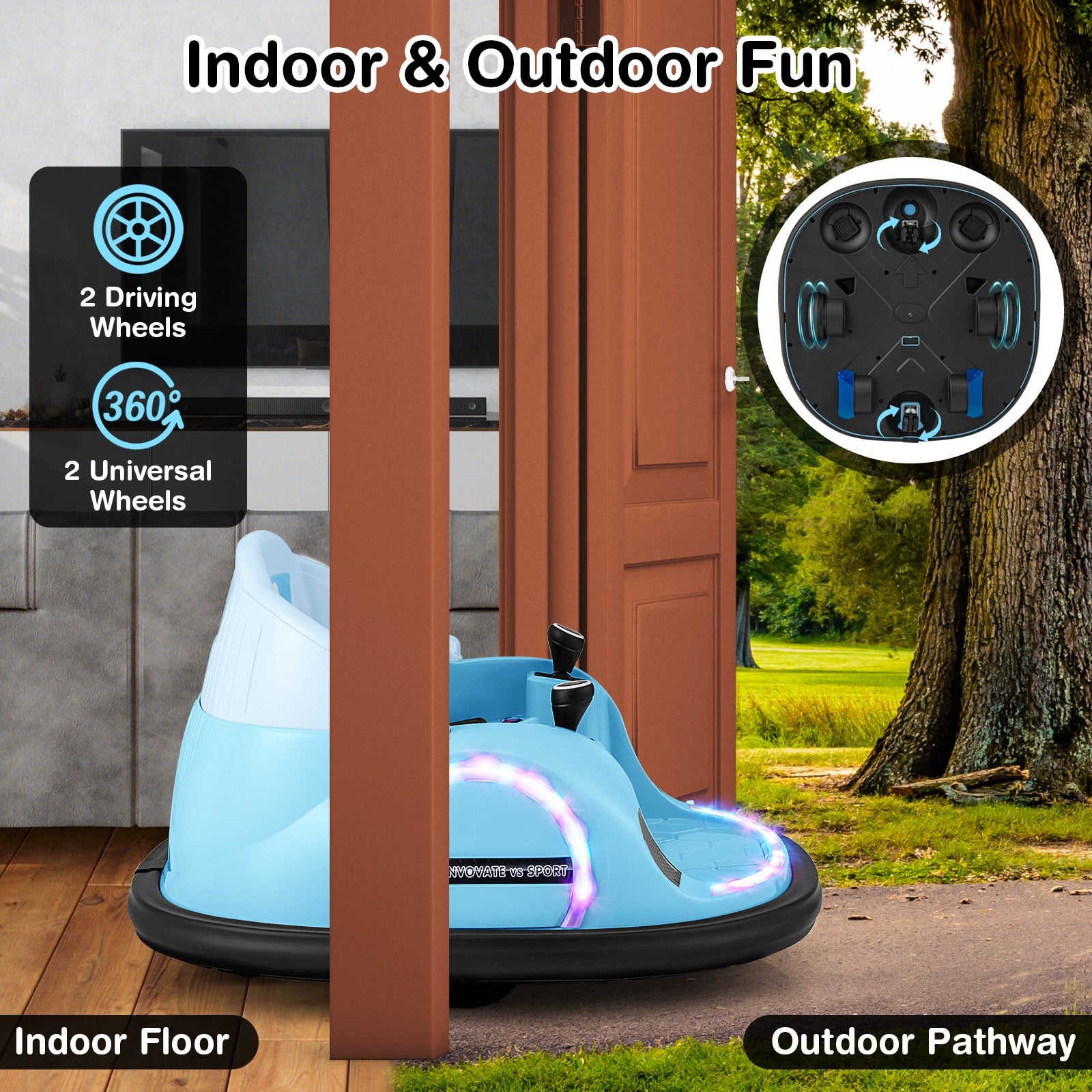 12V Electric 360° Spin Ride-On Bumper Car Toy with Remote Control for Toddlers Trend Times 8