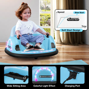 12V Electric 360° Spin Ride-On Bumper Car Toy with Remote Control for Toddlers Trend Times 9