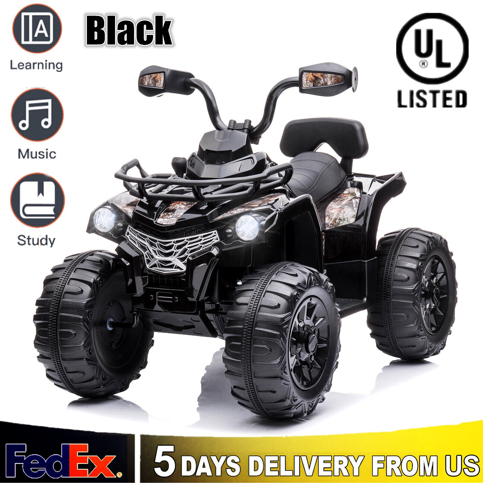 12V Electric 4-Wheel Battery-Powered Kids Ride-On ATV Quad Motorcycle Car Trend Times 9