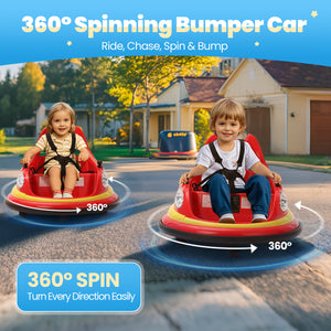 12V Electric Bumper Car for Kids Ages 1.5-6 with Remote Control and DIY Stickers Trend Times 4
