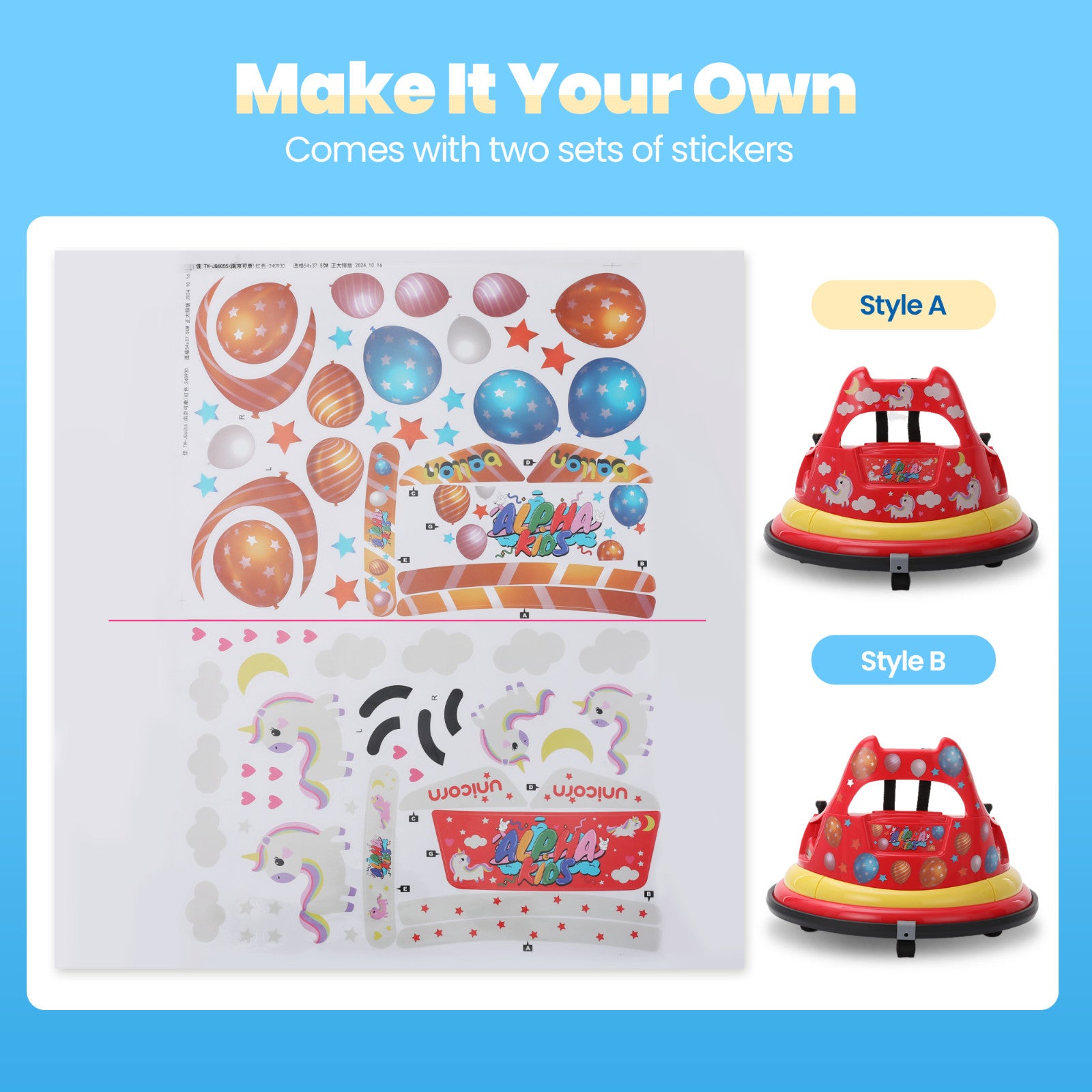 12V Electric Bumper Car for Kids Ages 1.5-6 with Remote Control and DIY Stickers Trend Times 6