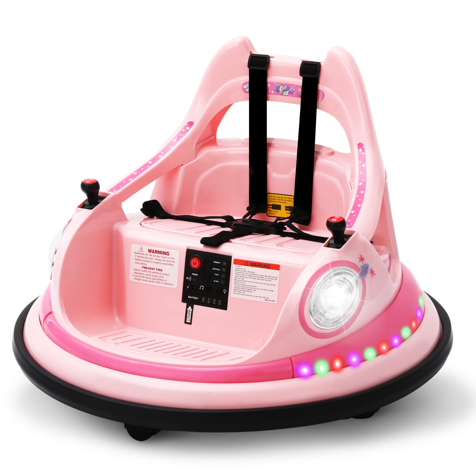 12V Electric Bumper Car with Remote Control and DIY Stickers for Kids Ages 1.5-6 Years Trend Times 0