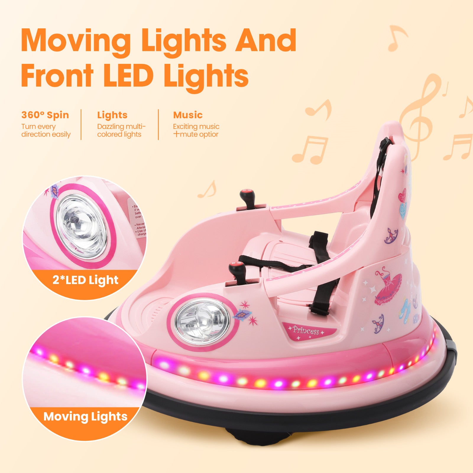 12V Electric Bumper Car with Remote Control and DIY Stickers for Kids Ages 1.5-6 Years Trend Times 2