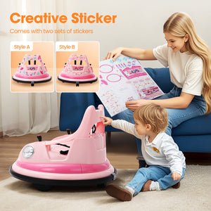 12V Electric Bumper Car with Remote Control and DIY Stickers for Kids Ages 1.5-6 Years Trend Times 4