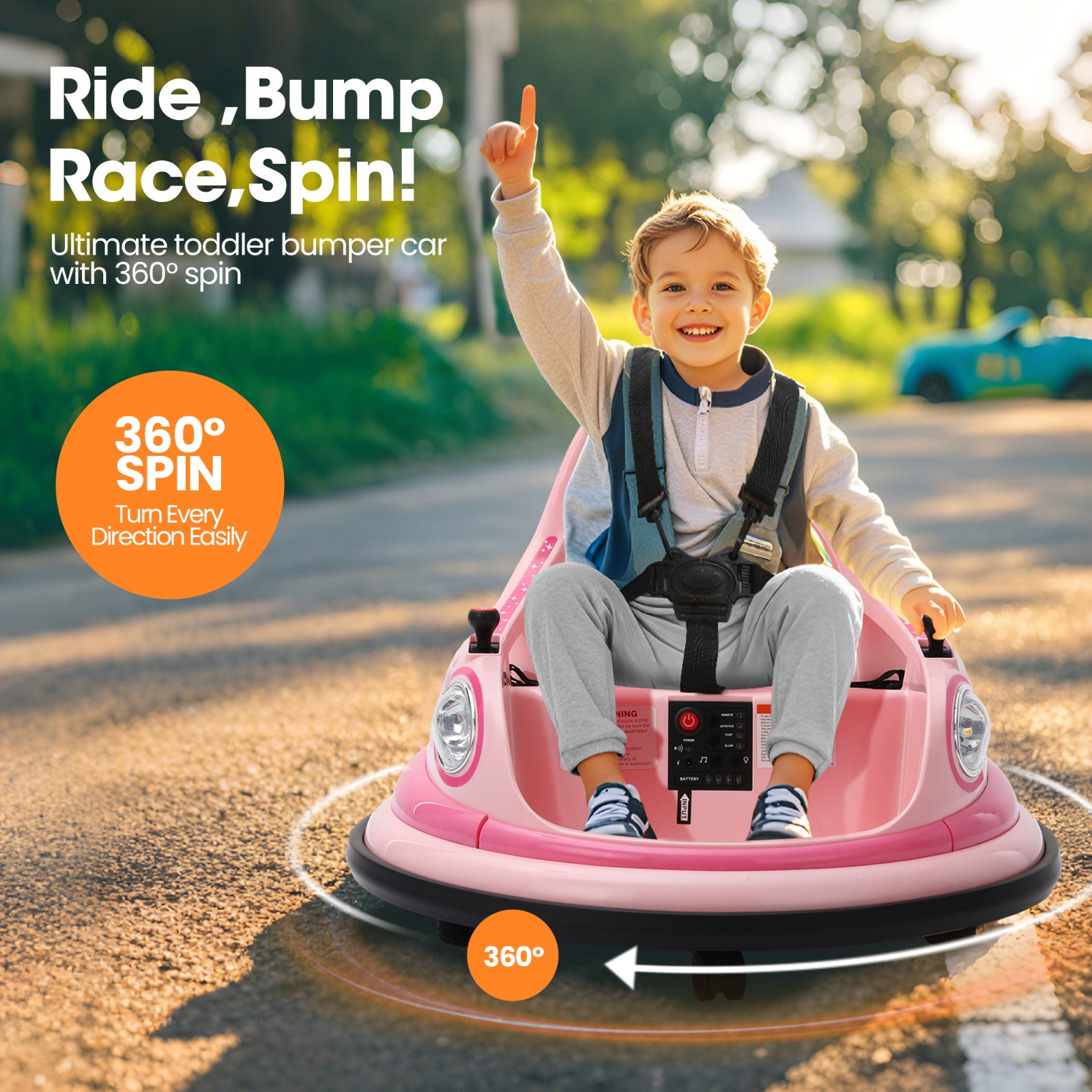 12V Electric Bumper Car with Remote Control and DIY Stickers for Kids Ages 1.5-6 Years Trend Times 5