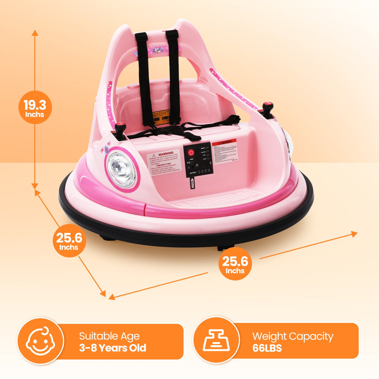 12V Electric Bumper Car with Remote Control and DIY Stickers for Kids Ages 1.5-6 Years Trend Times 7