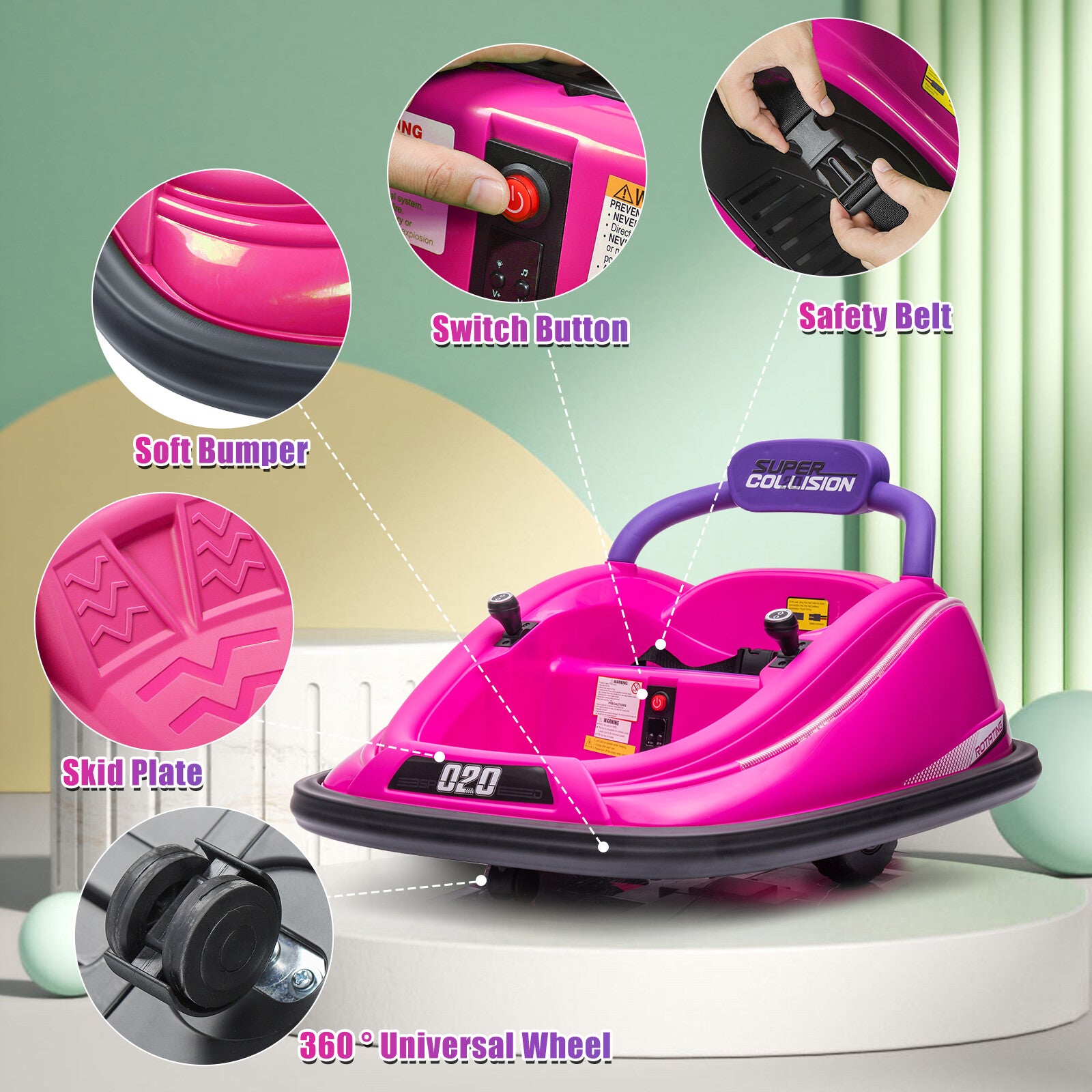 12V Electric Kids Ride-On Bumper Car with 360-Degree Spin and Remote Control Trend Times 3