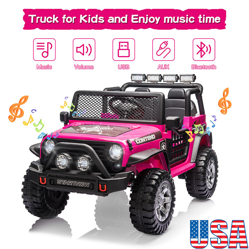 12V Electric Ride-On Jeep for Kids 2-Seater with Remote Control Pink Battery Powered Car Toy Trend Times 0