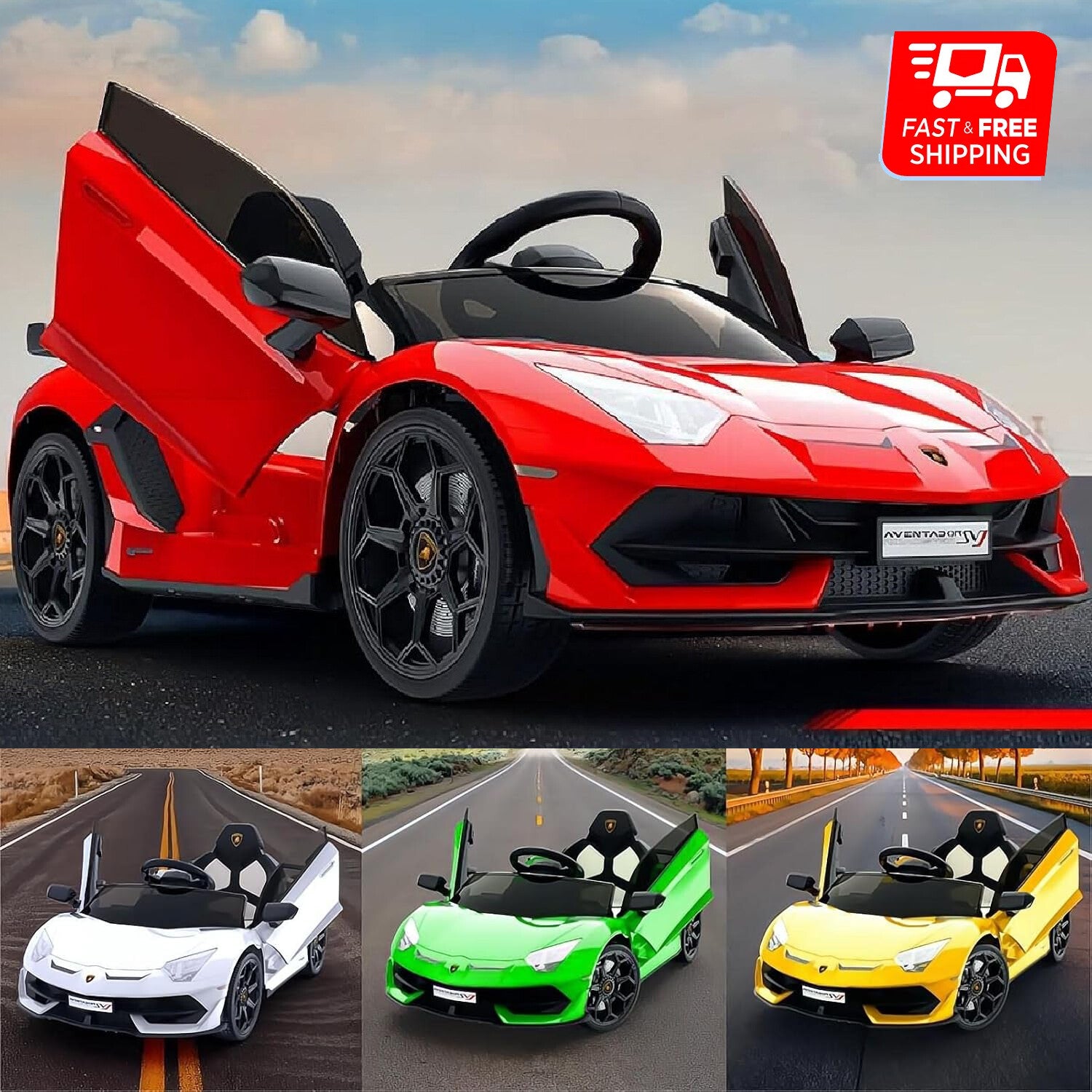 12V Licensed Lamborghini Electric Ride-On Car for Kids with 2 Speeds Battery Powered Toy Trend Times 2