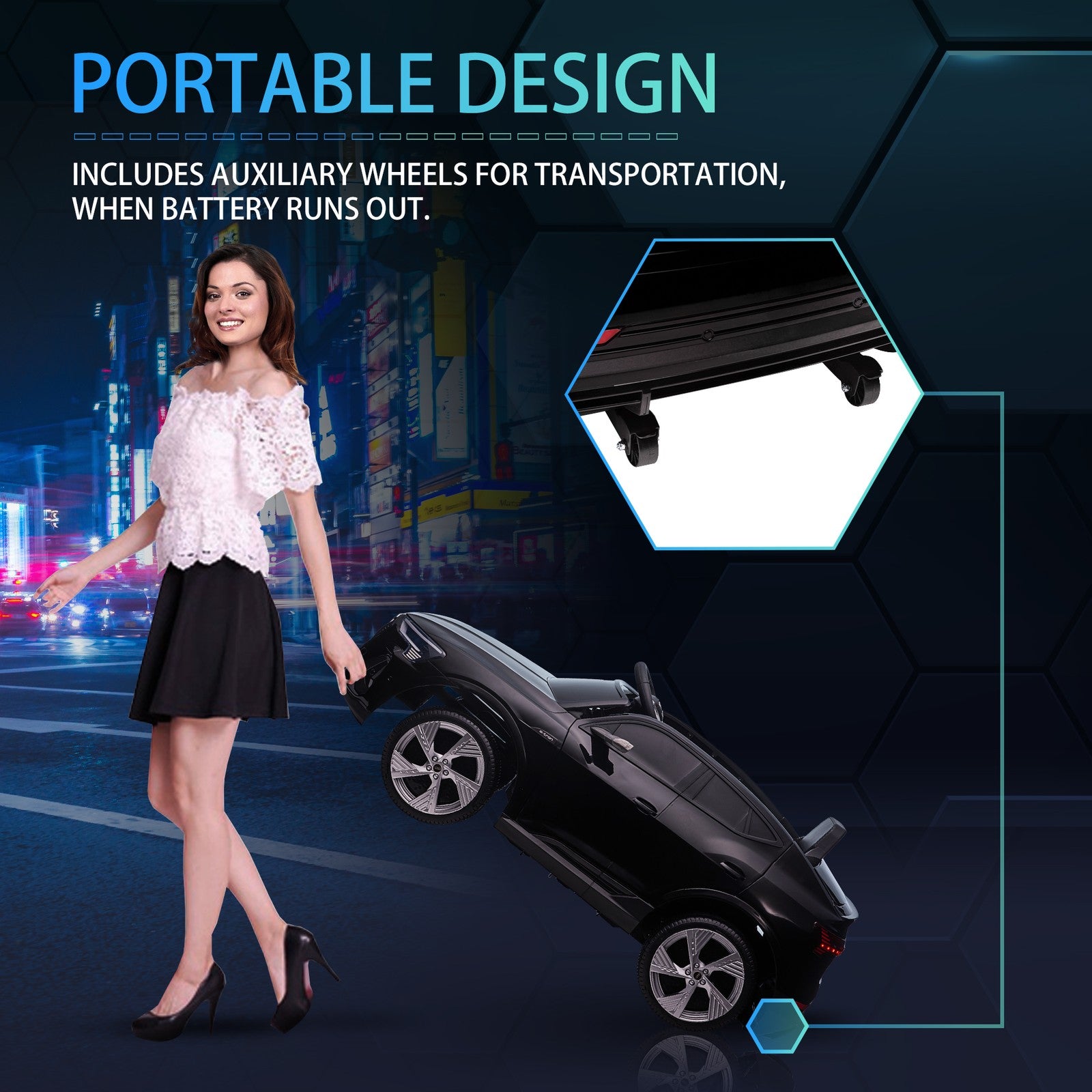 12V Electric Ride-On Car for Kids with Remote Control, Safety Belt, and LED Lights in Black Trend Times 10