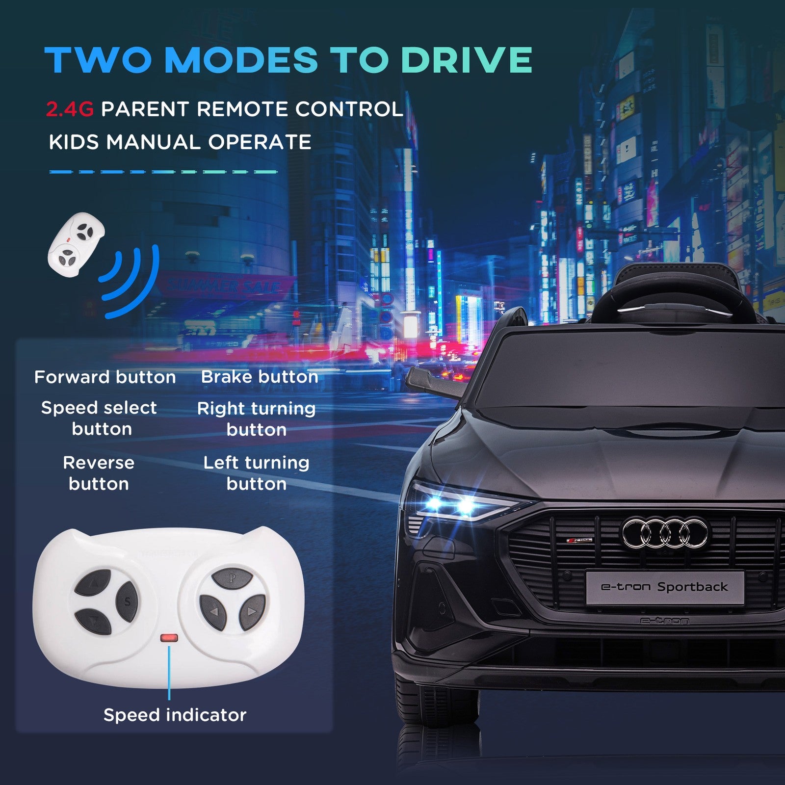 12V Electric Ride-On Car for Kids with Remote Control, Safety Belt, and LED Lights in Black Trend Times 7