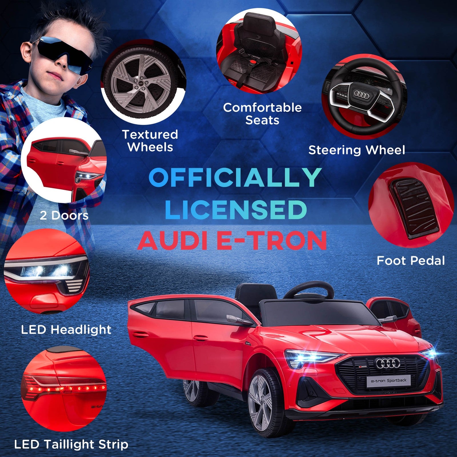 12V Electric Kids Car with Remote Control, Safety Belt, and LED Lights – Red Trend Times 9