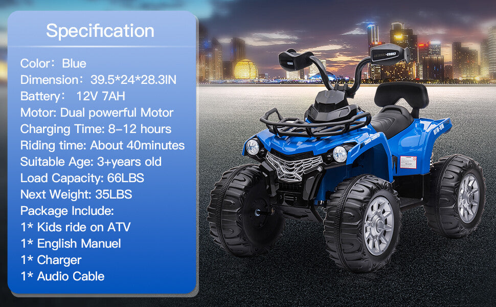 12V Electric 4-Wheel Ride-On ATV Car for Kids Ages 3-6 Trend Times 13