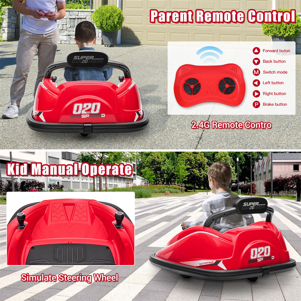 12V Electric Kids Ride-On Car with Bumper and 360° Spin Vehicle, Parent Remote Control Trend Times 10