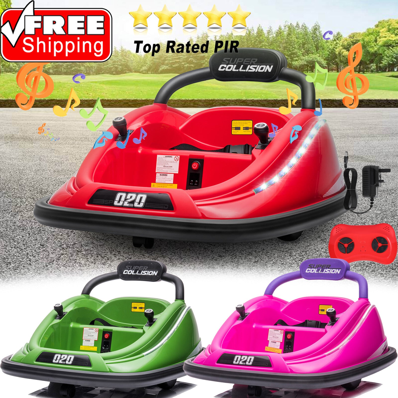 12V Electric Kids Ride-On Car with Bumper and 360° Spin Vehicle, Parent Remote Control Trend Times 2