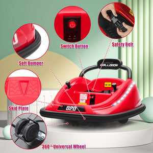 12V Electric Kids Ride-On Car with Bumper and 360° Spin Vehicle, Parent Remote Control Trend Times 9