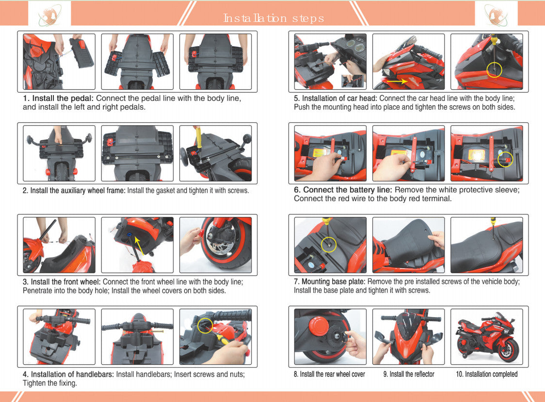 12V Electric Ride-On Motorcycle for Kids with Lights, Wheels, and Bluetooth Music Trend Times 11
