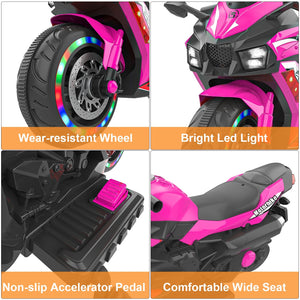 12V Electric Ride-On Motorcycle for Kids with Lights, Wheels, and Bluetooth Music Trend Times 3