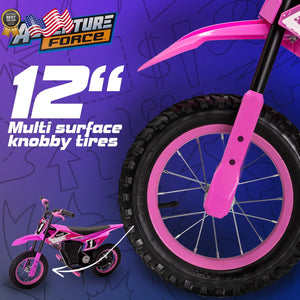 12V Electric Battery-Powered Pink Dirt Bike for Kids Ages 5 and Up Trend Times 4