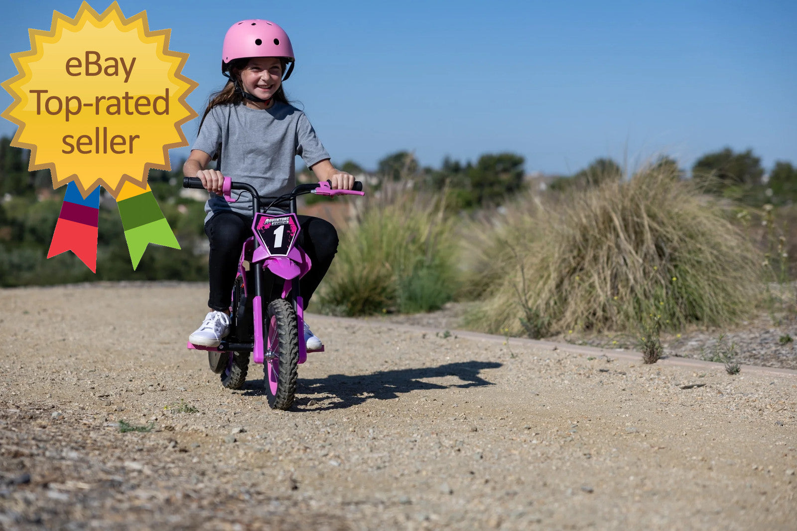 12V Electric Pink Dirt Bike for Kids Battery Powered Ride-On Ages 5 and Up Trend Times 1