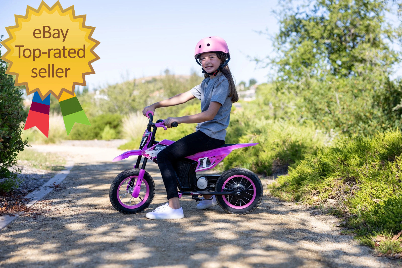 12V Electric Pink Dirt Bike for Kids Battery Powered Ride-On Ages 5 and Up Trend Times 3
