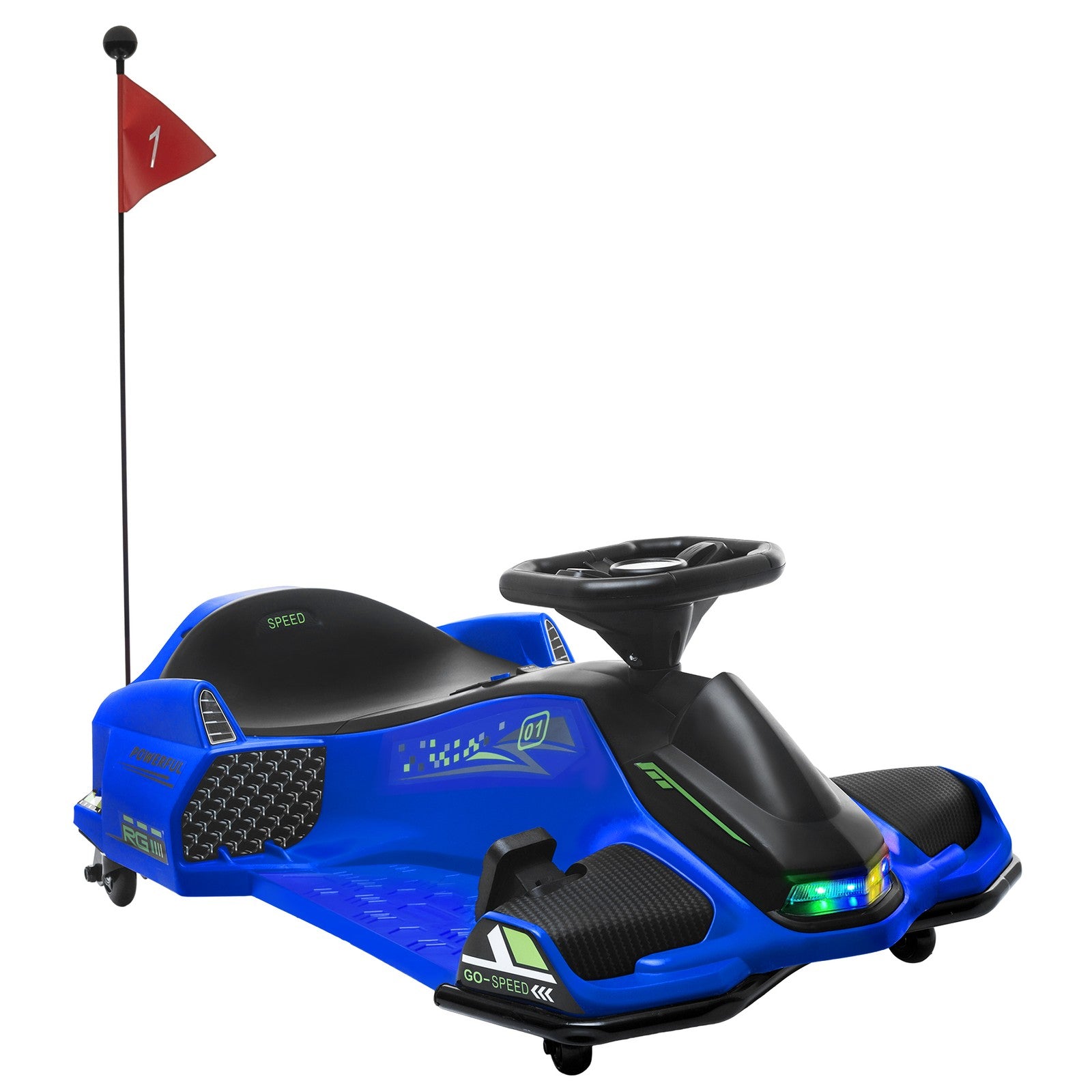 12V Electric Drifting Go-Kart with Slow Start, Music, and Lights in Blue Trend Times 2