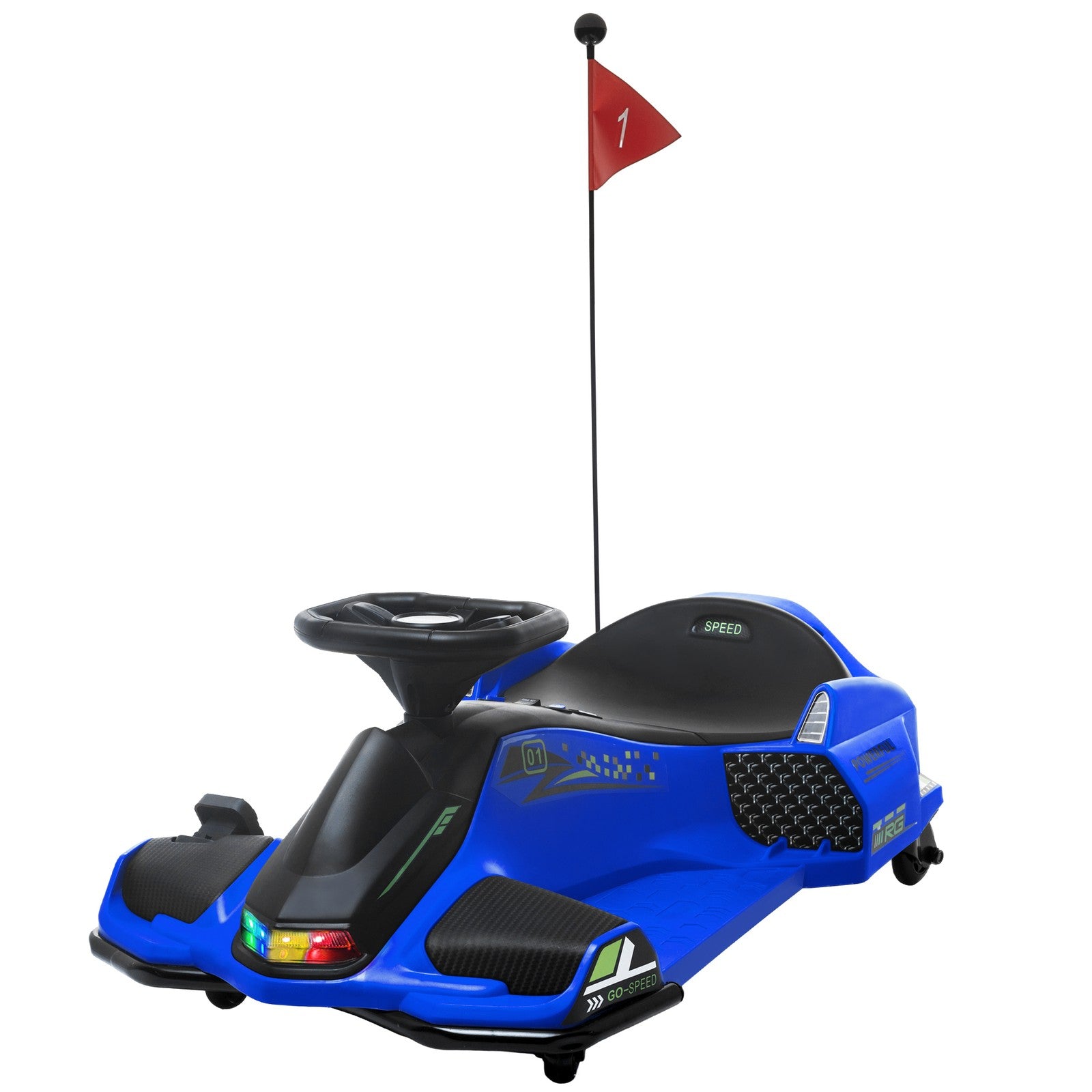 12V Electric Drifting Go-Kart with Slow Start, Music, and Lights in Blue Trend Times 3