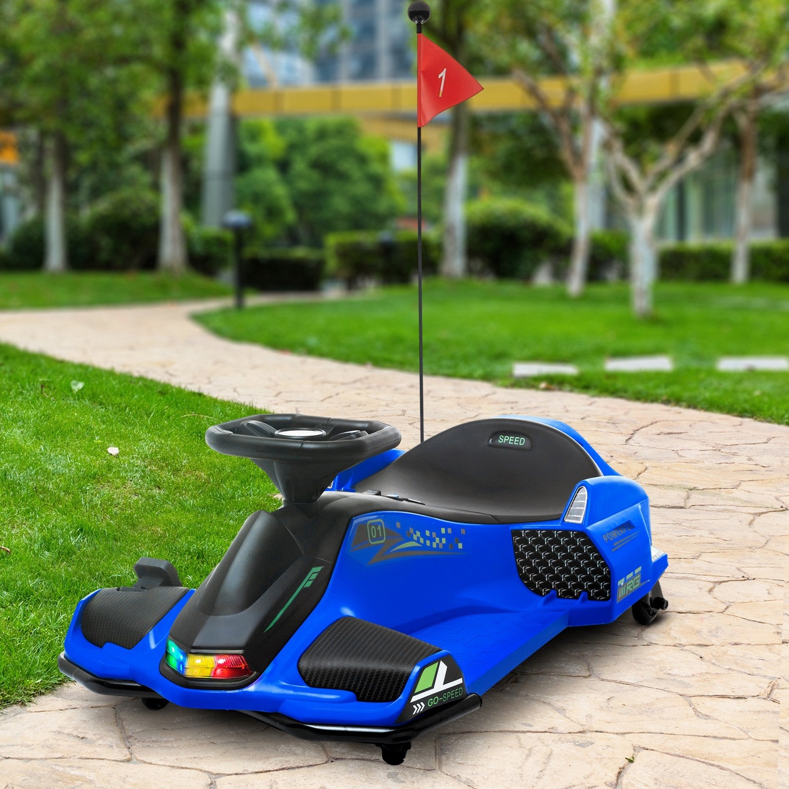 12V Electric Drifting Go-Kart with Slow Start, Music, and Lights in Blue Trend Times 8
