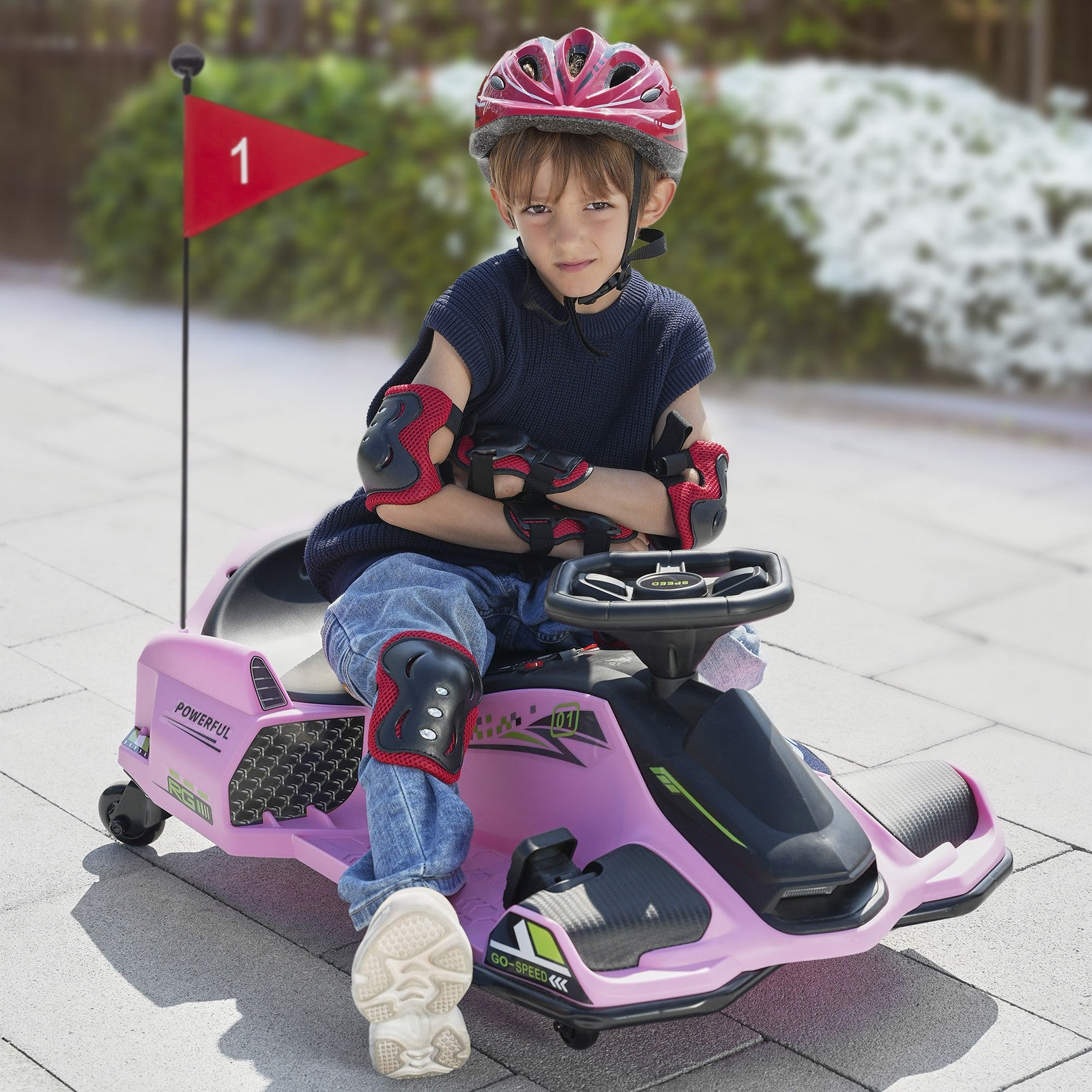 12V Electric Drifting Go Kart with Slow Start, Music, and Lights in Pink Trend Times Variant 0