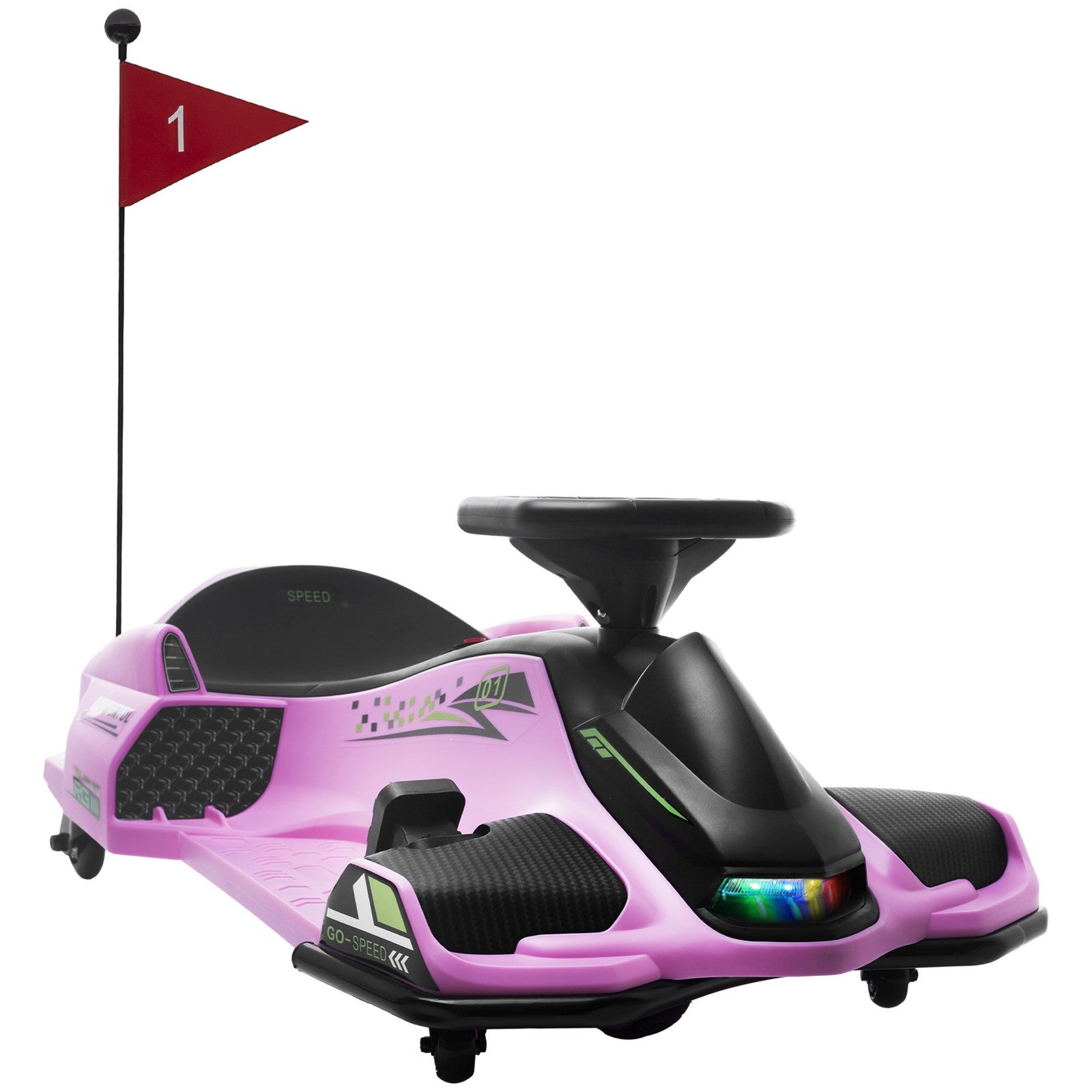 12V Electric Drifting Go-Kart with Slow Start, Music, Lights - Pink Trend Times 0