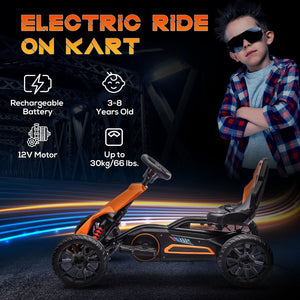 12V Electric Go-Kart for Kids with Adjustable Speed, Orange Trend Times 4