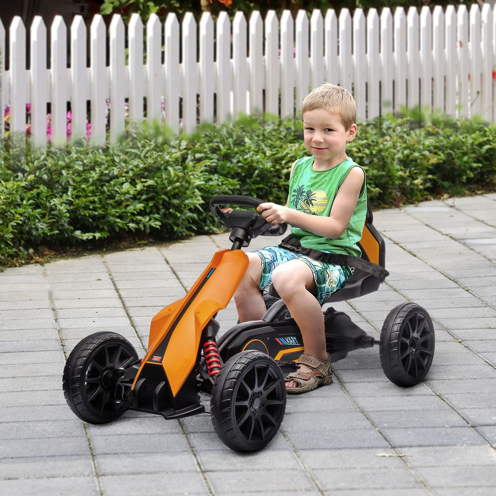 12V Electric Go-Kart for Kids with Adjustable Speed in Orange Trend Times 1