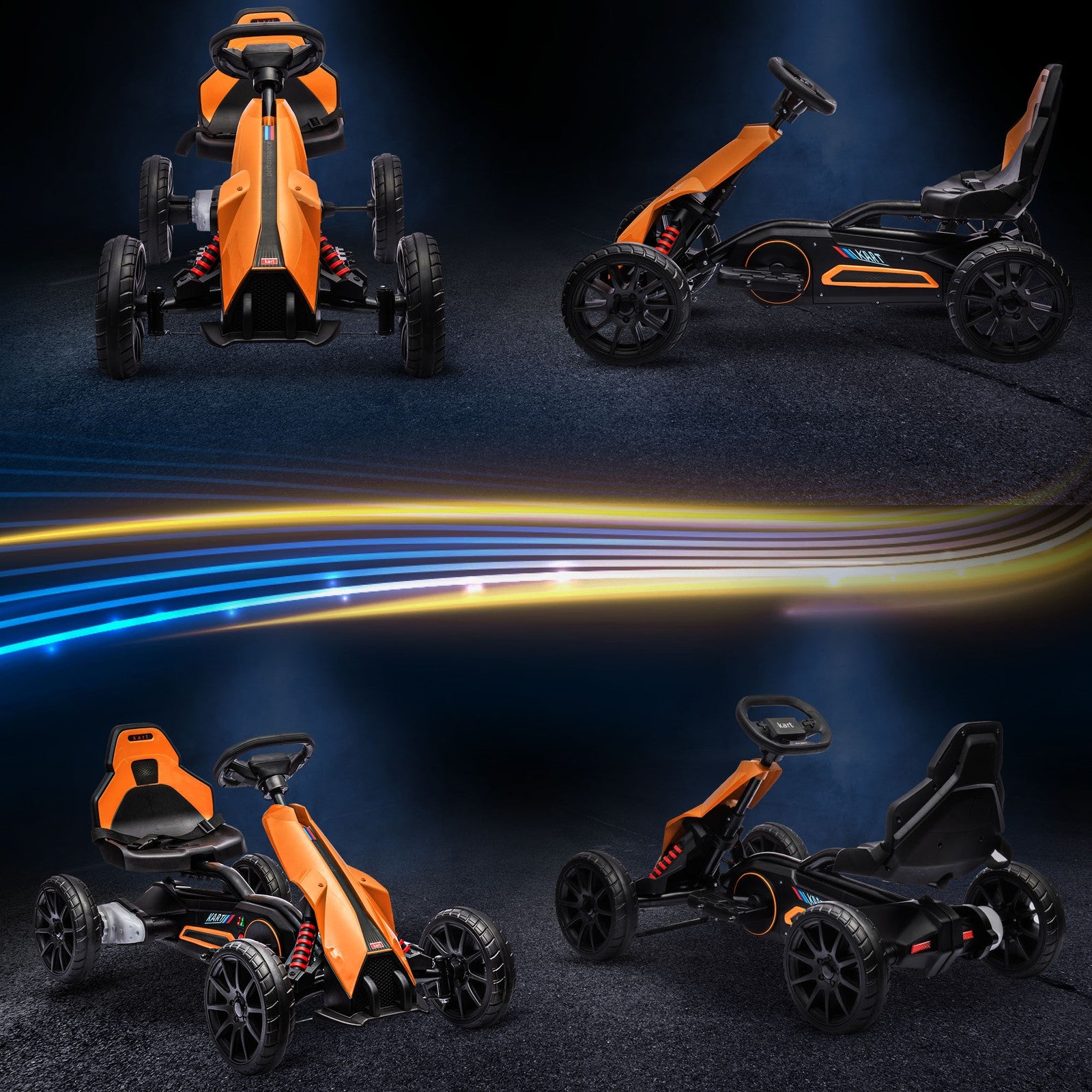 12V Electric Go-Kart for Kids with Adjustable Speed in Orange Trend Times 9