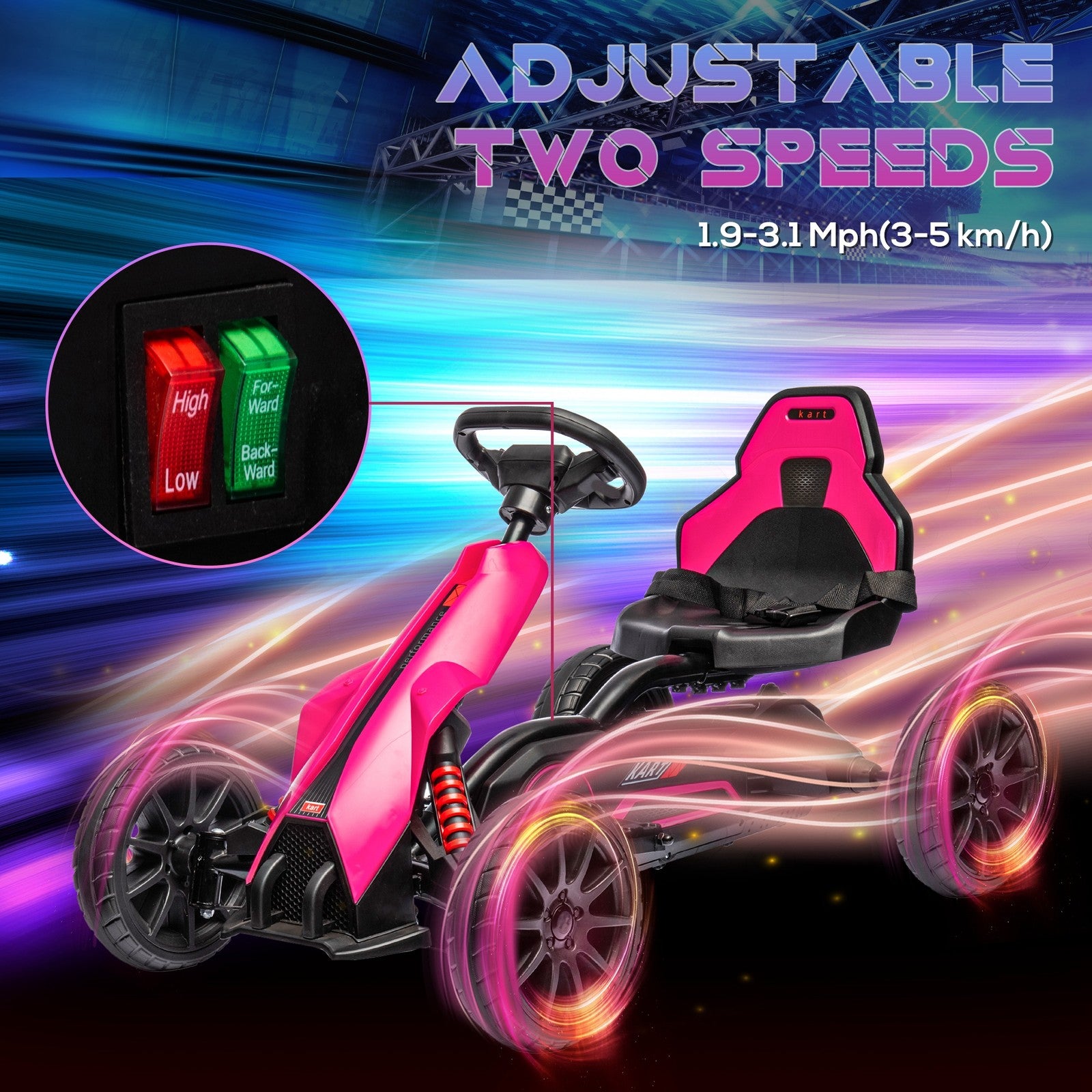 12V Electric Pink Kids Go-Kart with Adjustable Speed Trend Times 5