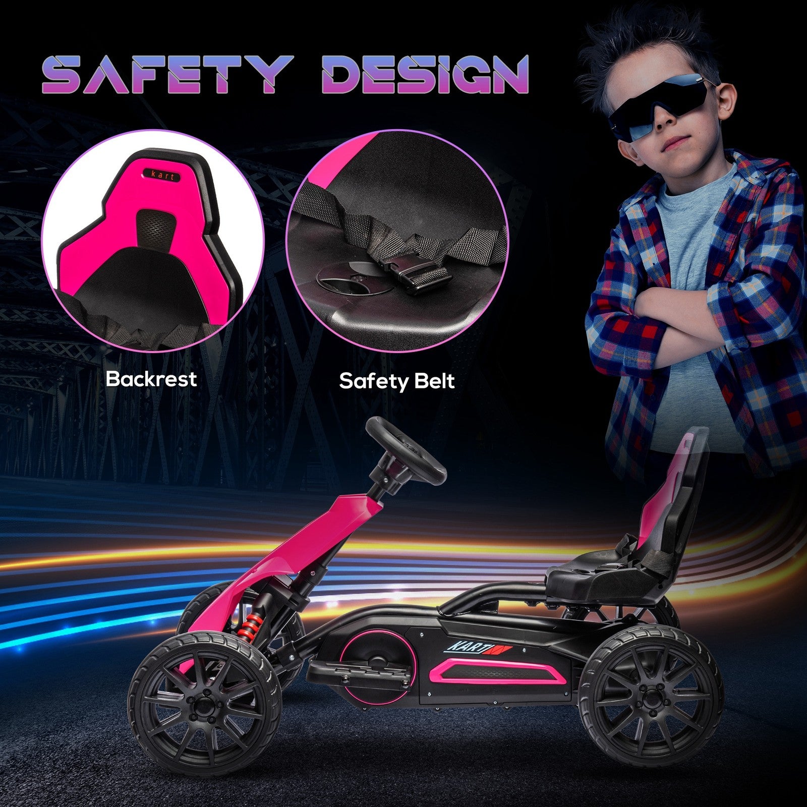 12V Electric Pink Go-Kart for Kids with Adjustable Speed Trend Times 6