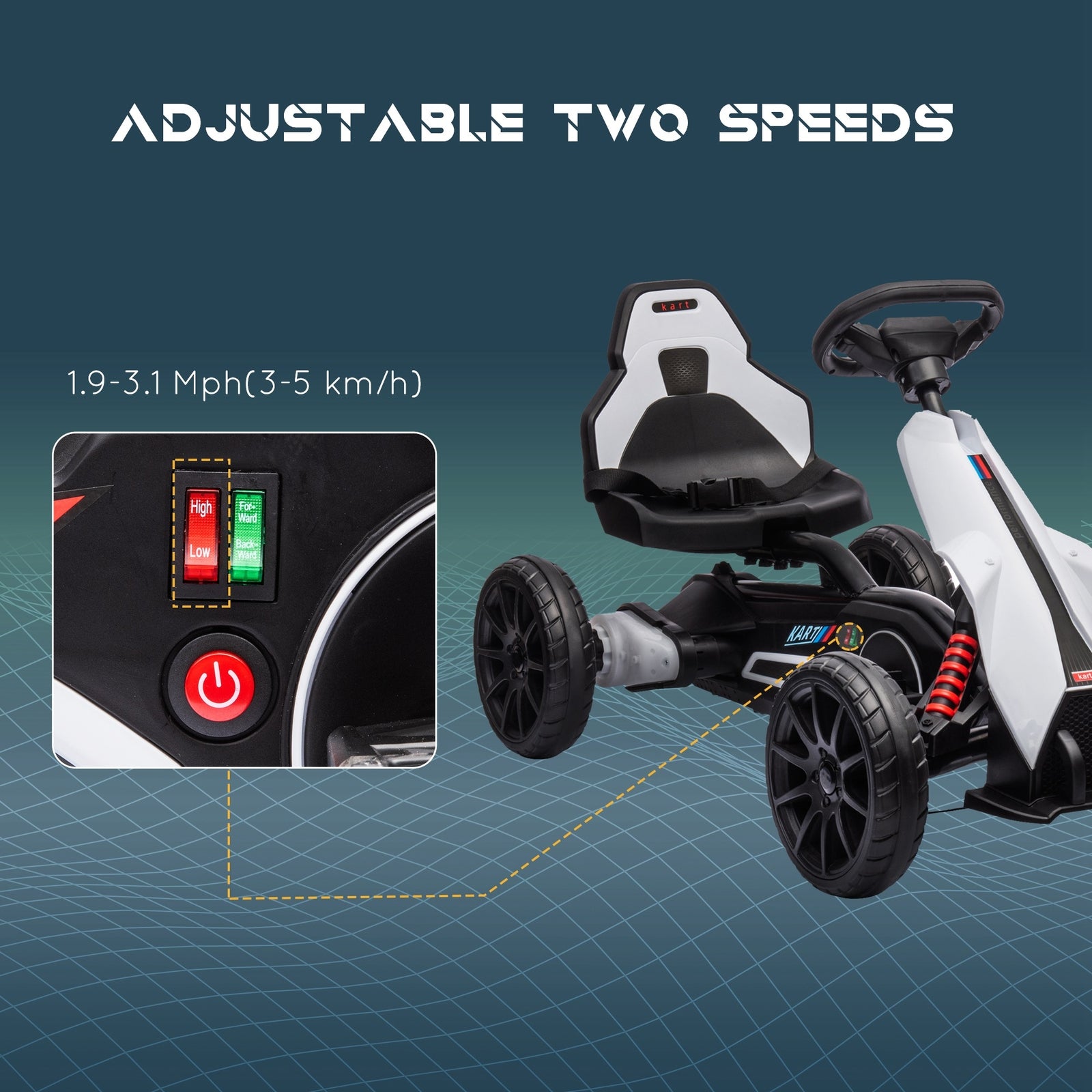 12V Electric Ride-On Go-Kart for Kids Ages 3-8, Boys and Girls, 3.1 MPH Speed Trend Times 4