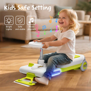 12V Electric Kids Go-Kart with LED Lights, Music, and Adjustable Length Ride-On Cleaning Car Trend Times 5