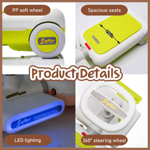 12V Electric Kids Go-Kart with LED Lights, Music, and Adjustable Length Ride-On Cleaning Car Trend Times 6