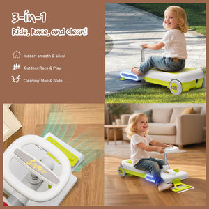 12V Electric Kids Go-Kart with LED Lights, Music, and Adjustable Length Ride-On Cleaning Car Trend Times 9
