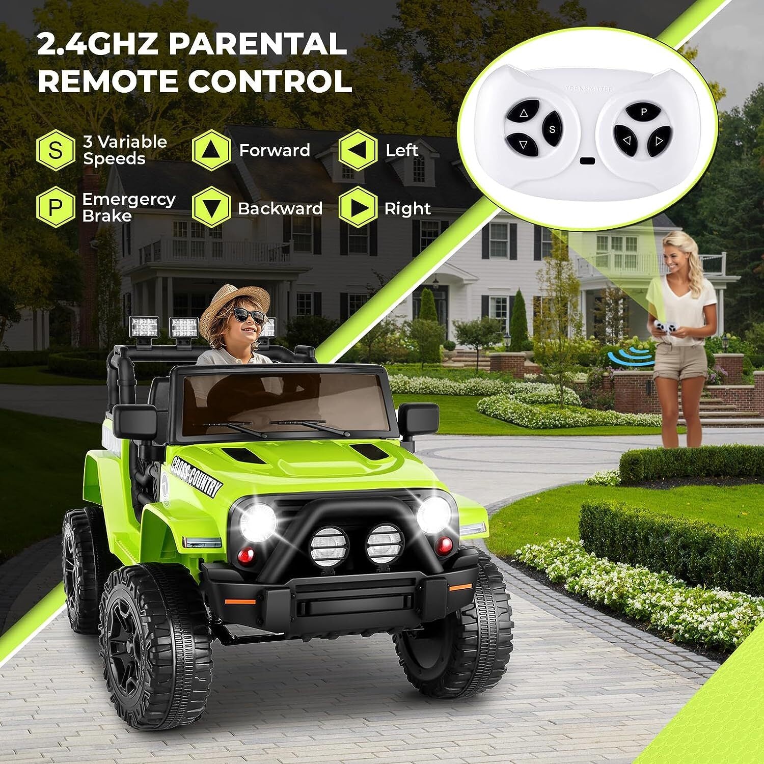 12V Electric Kids Jeep Truck Ride-On with Remote Control, Two Seats and Three Speeds Trend Times 16