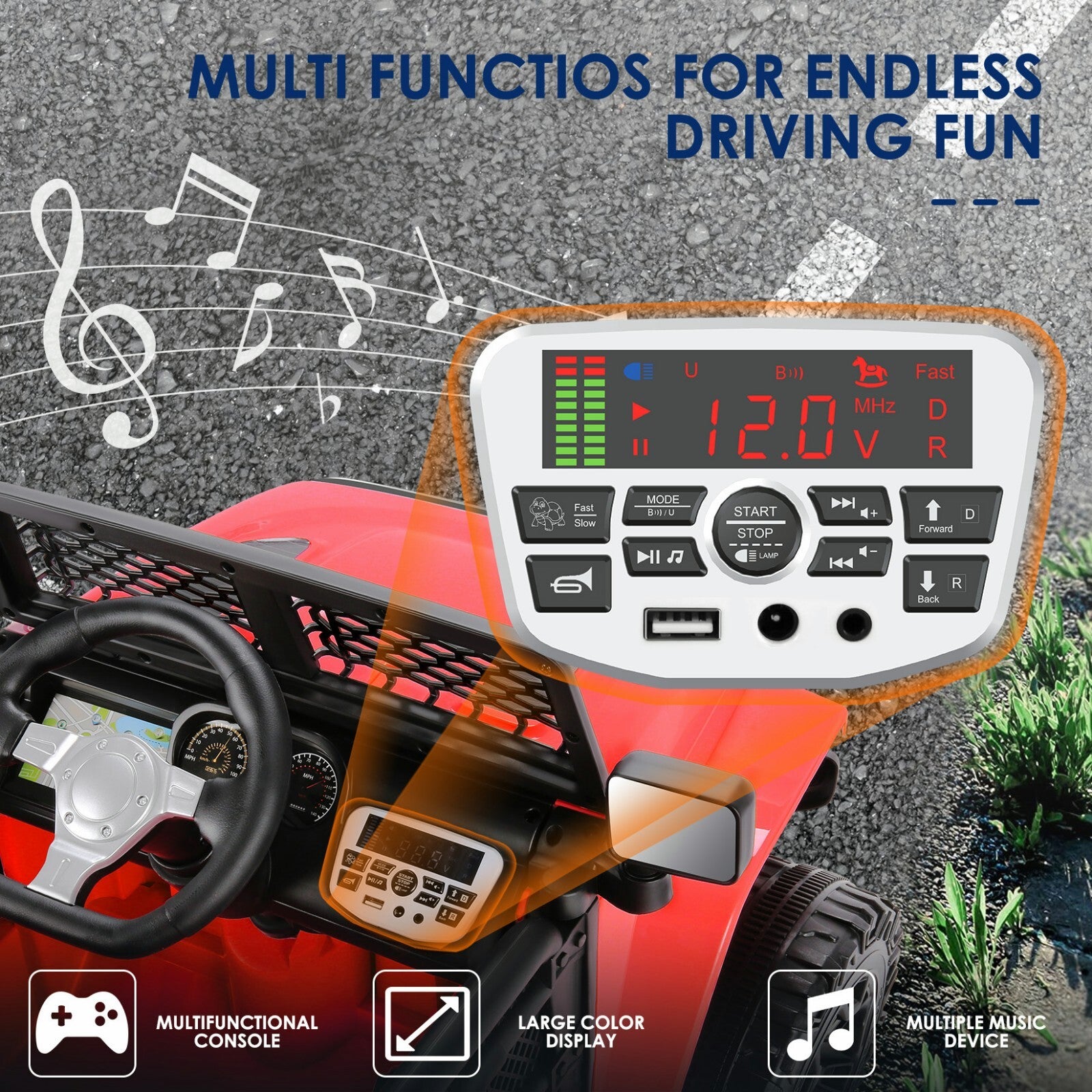 12V Electric Kids Jeep Truck Ride-On with Remote Control, Two Seats and Three Speeds Trend Times 5