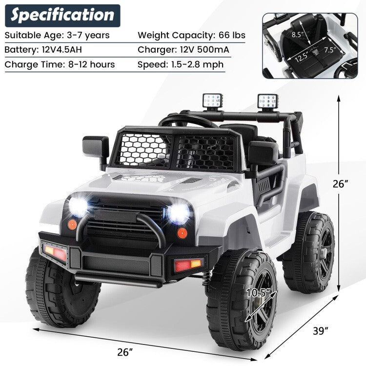 12V Electric Ride-On Truck Car Toy for Kids with Seat Belt, Music, and Remote Control Trend Times 12