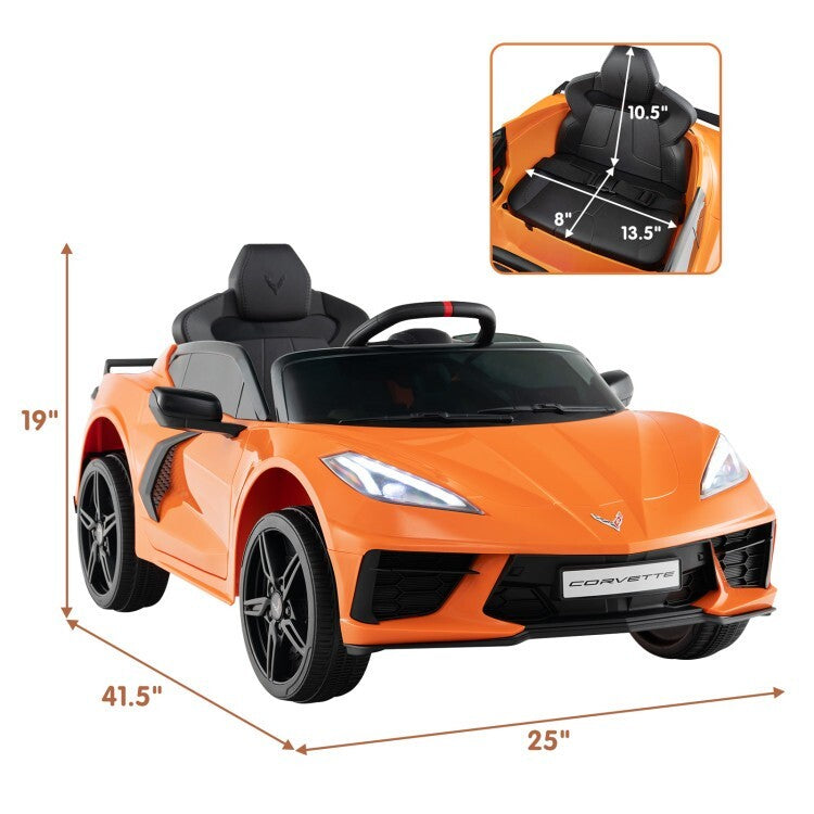 12V Electric Licensed Chevrolet Corvette C8 Kids Ride-On Car with Remote Control Trend Times 5