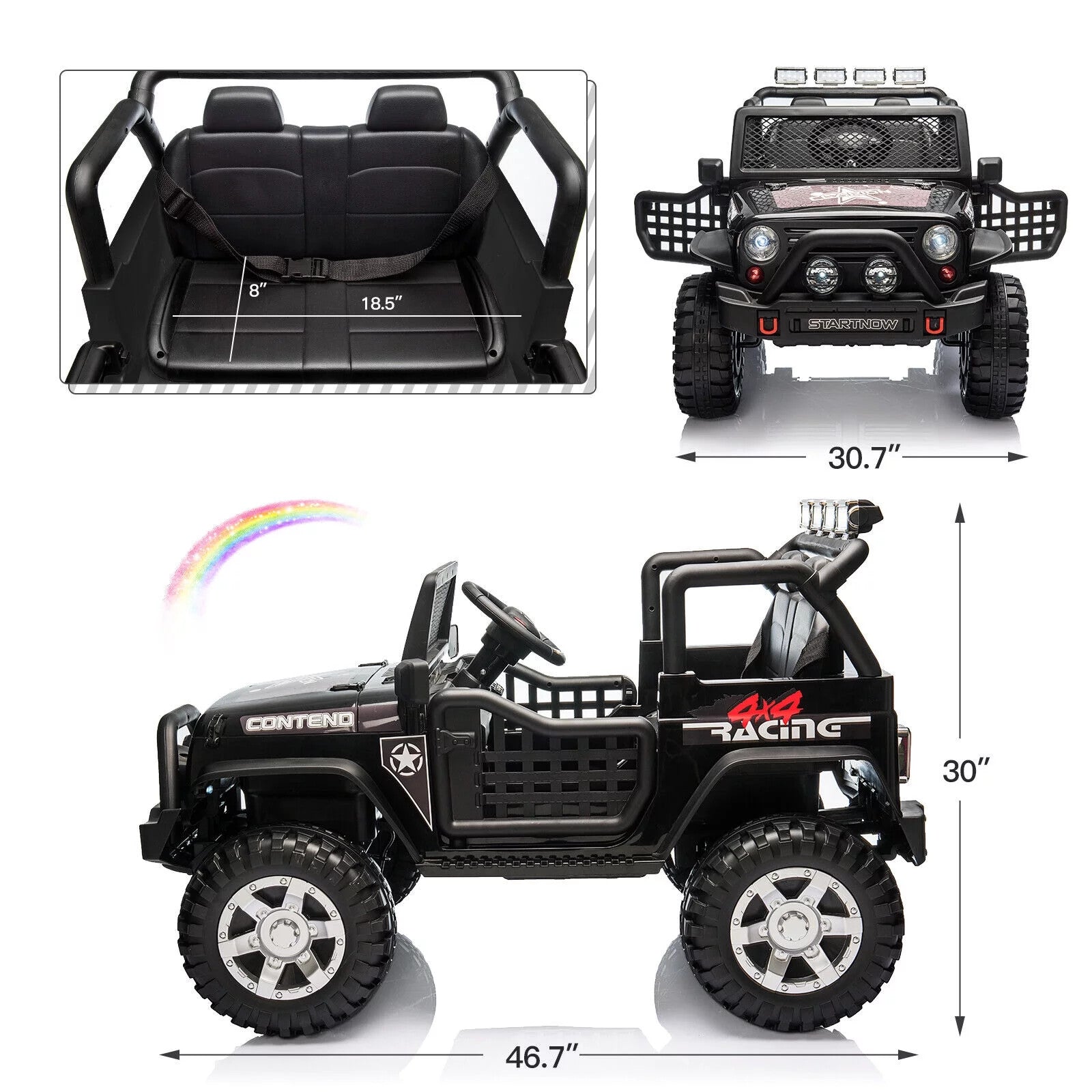 12V Electric Kids 2-Seater Off-Road Jeep Ride-On Truck Vehicle Toy with Remote Trend Times 2