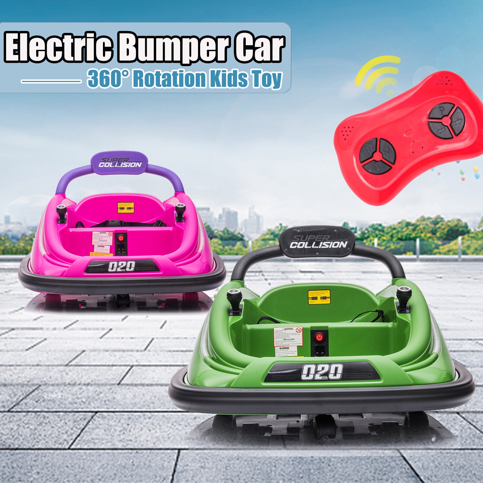 12V Electric Kids Ride-On Bumper Car with 360° Rotation and Remote Control Trend Times 2