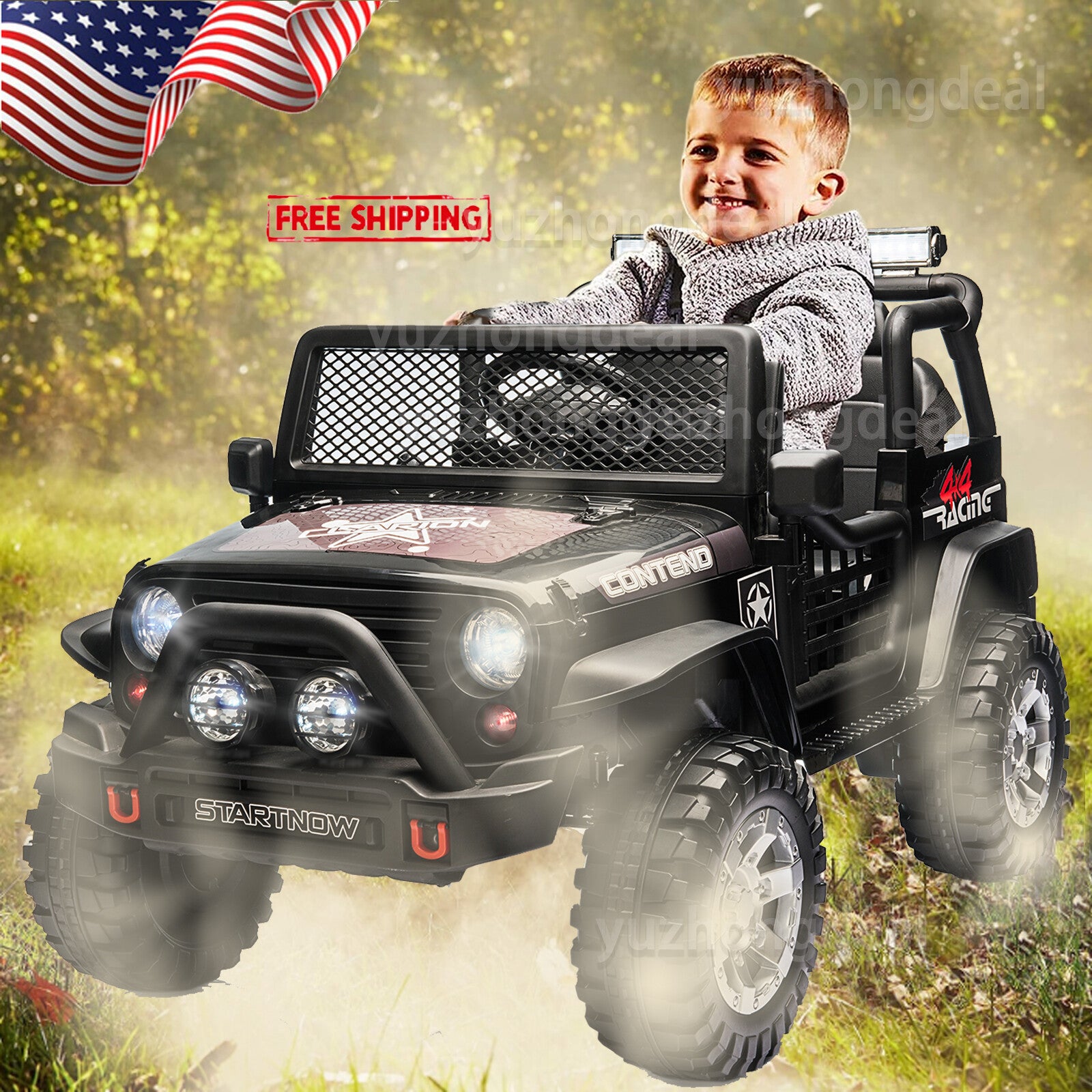12V Electric Kids 2-Seater Ride-On Jeep Truck Toy with Bluetooth and Remote Control Trend Times 1