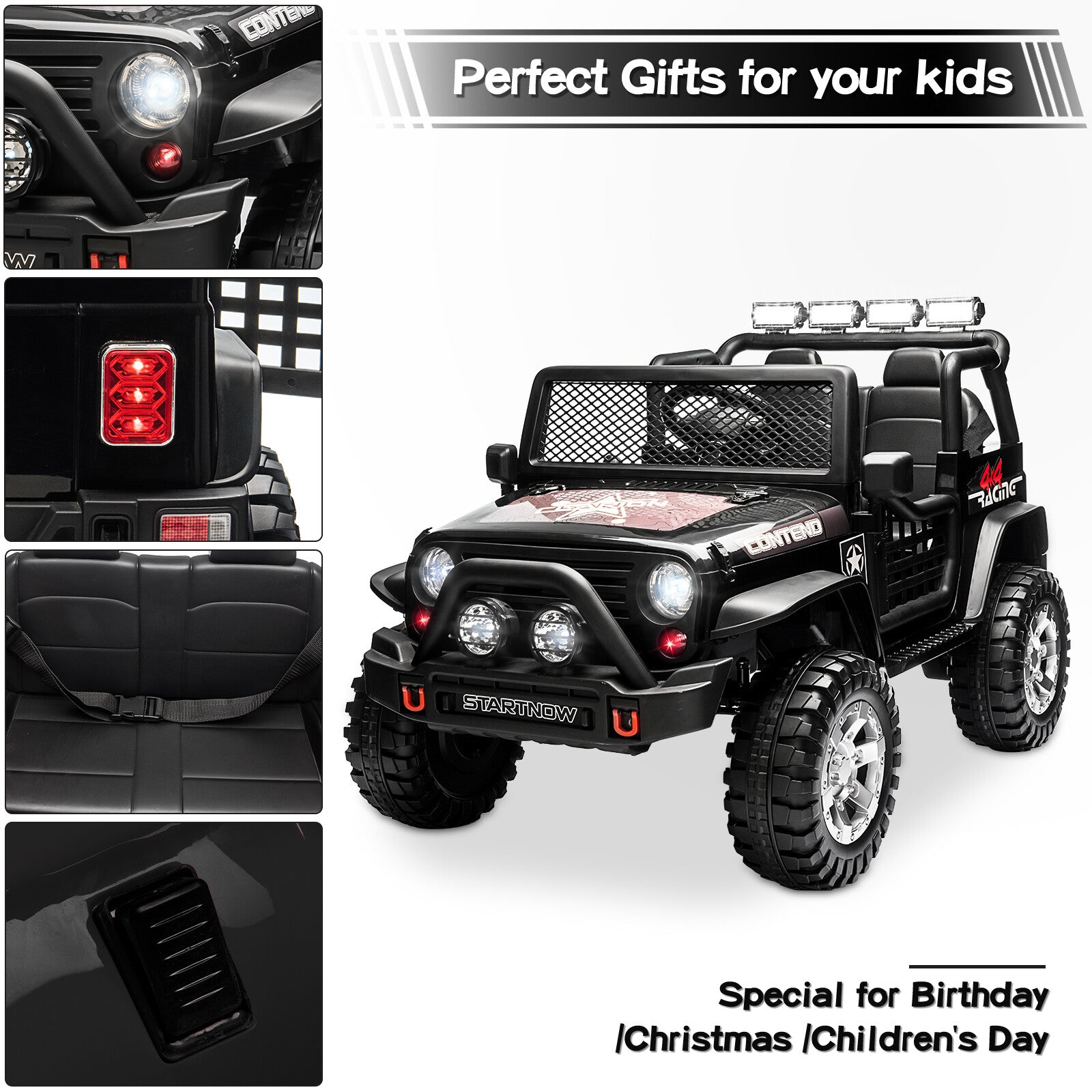 12V Electric 2-Seater Kids Ride-On Jeep Truck Toy with Bluetooth and Remote Control Trend Times 9