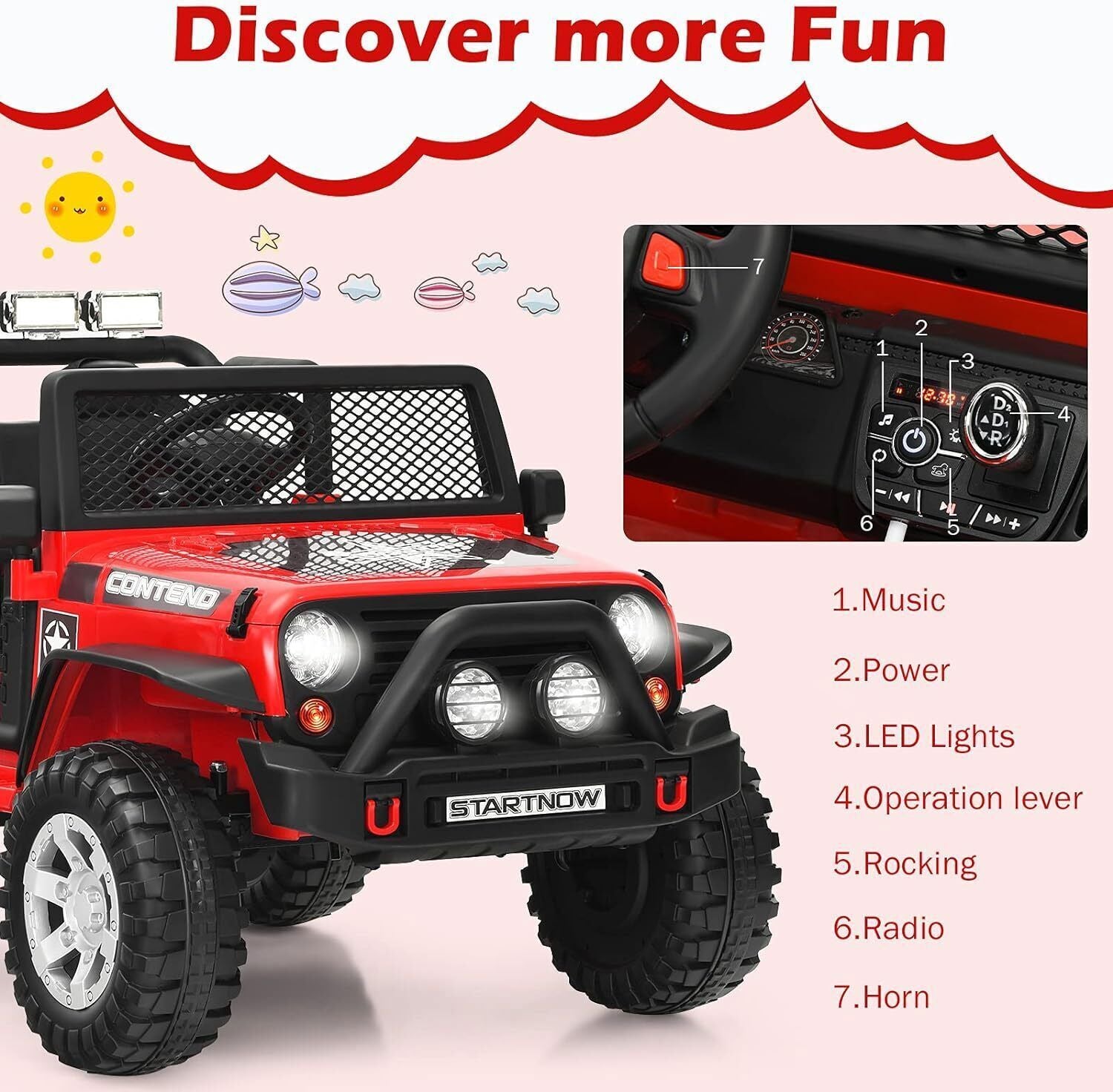 12V Electric Kids Ride-On 2-Seater Jeep Truck with MP3 and Remote Control Trend Times 2