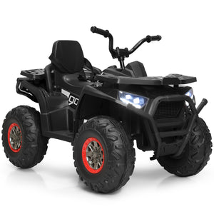 12V Electric Kids Ride-On 4 Wheeler ATV Quad with LED Lights Black Trend Times 0